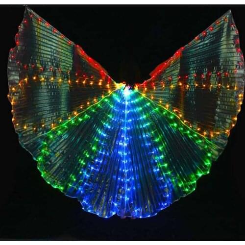 New design nice Belly Dance LED Isis Wings Sexy dancing LED light Wings luminous bellydance Props LED Wings, with Sticks