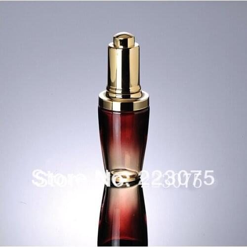 Wholesale 30ML red glass bottle with golden press dropper for Cosmetic Packaging Dispenser for Skin Care, Travel, 50pcs/lot