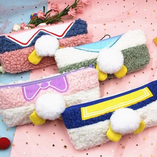 Plush pencil case female Japanese elementary school students cute simple stationery bag large capacity pencil case