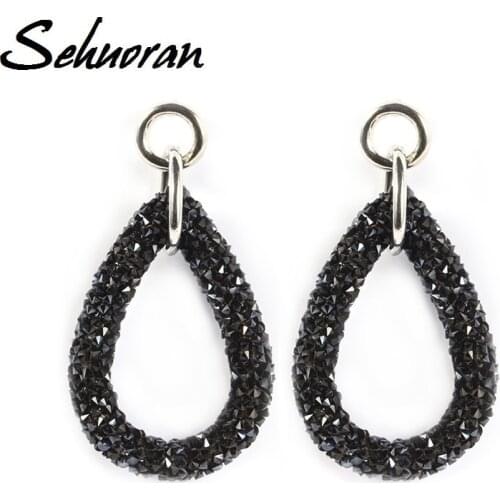Sehuoran Arrived Hot Sale big drop earrings for woman of crystal oorbellen Zinc Alloy earring jewelry