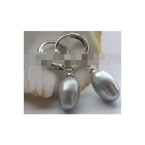 Genuine Natural 8-10mm gray drip Pearl Earrings