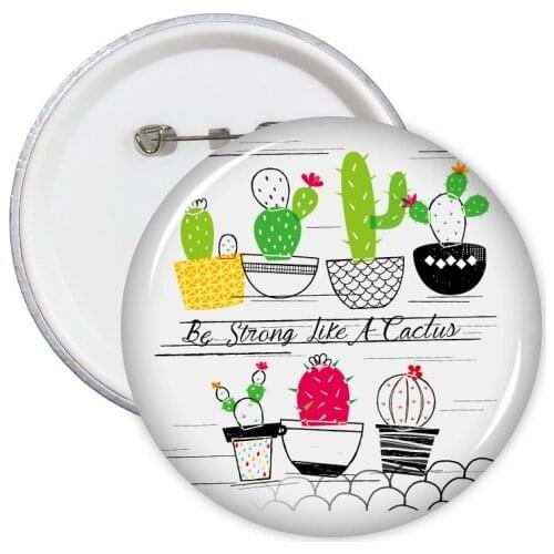 Succulents Potted Plant Cactus Round Pins Badge Button Clothing Decoration 5pcs Gift