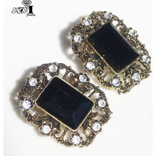YaYi Jewelry Fashion Black Glass Rhinestone Dangle Crystal Earring Girls Lady Womens long Ear Studs Hoop Gem Earrings Gift