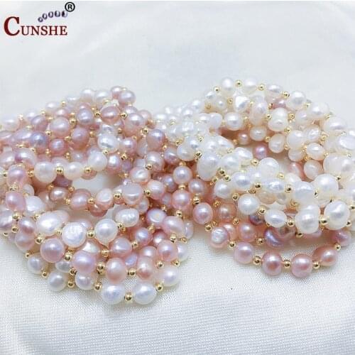 Pearl Bracelet Natural White Freshwater Pearl Pink Color purple Gift For Women