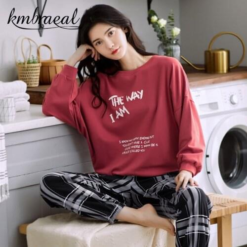 Pajamas for Women Cotton Autumn Long-Sleeved Trousers 2 Piece Homewear Grid Leisure Comfortable Sleepwear Winter Plus Size M-2xl