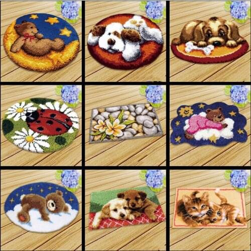 Animal 3D Carpet Embroidery Latch Hook Kits Section Embroidery Diy Craft Kits for Adults Flower Cross Stitch DIY Latch Hook