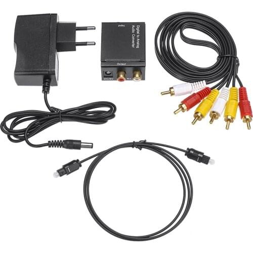 1 set New Digital to Analog Audio Converter Adapter Digital Toslink / SPDIF Power Supply 5V 1A Instructions Cinch Toslink Cables