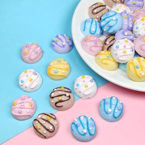 10Pcs Miniature Resin Star Ice Cream Ball Kawaii Cabochons Simulation Fake Food Scrapbooking for Phone Decor DIY Jewelry Making