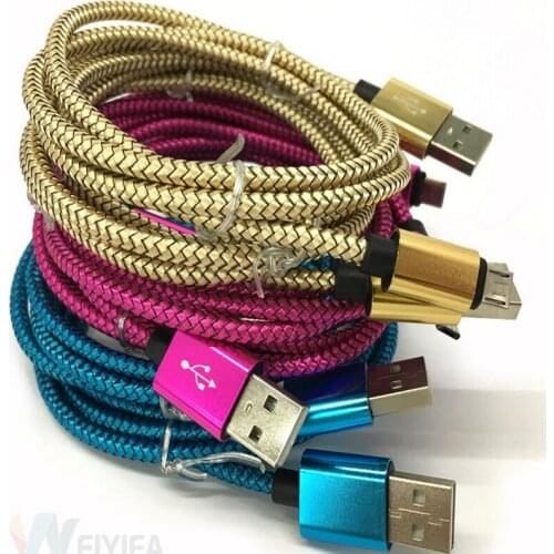 100pcs/lot 1m High Speed Metal alloy Head braided Data Cable Micro Usb Charging Cord Cable For Samsung galaxy s7 s6 s3 s4 htc lg