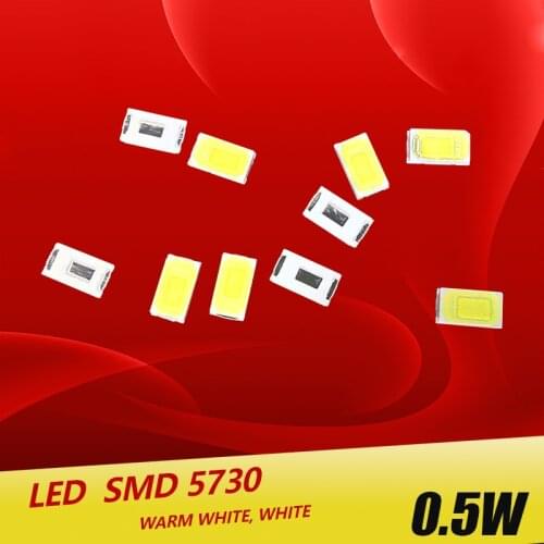 100pcs / lot 5730SMD 0.5W led chips beads bulb diode lamp Warm white / white for LED BULB