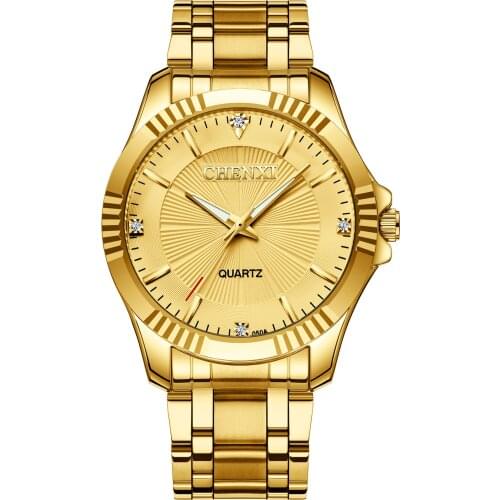 2021 Mens Watches Delicate Rhinestone Couple Lover Watches Fashion Luxury Gold Stainless Steel Men&Women Watch Orologi Coppia