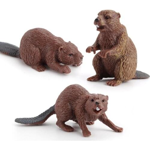 Simulation Forest Wild Animal Model Beaver Figure Plastic Toy Figurine Gift For Kids High Quality 3pcs/set Children Toys