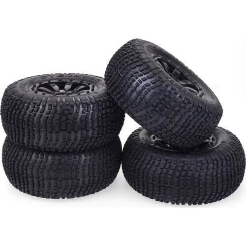 4Pcs Short Course Tires& Wheel Rim for 1/10 RC Terrain Truck Traxxas Slash VKAR 10SC HPI RC Car Parts