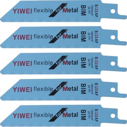 5Pcs/set S522AF 100mm 4" BIM Reciprocating Sabre Saw Blades Set Flexible For Metal