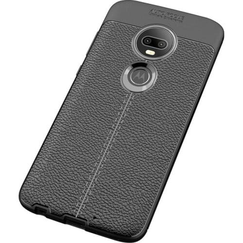 50pcs/lot lychee litchi leather soft silicone Phone back case For MOTO G7 G6 power plus P40 P30 E5 one Z3 Z4 play force note