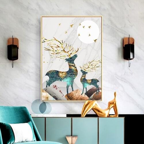 Abstract Luxurious Wall Art Golden Ginkgo Leaves Poster Canvas Painting Nordic Print Home Living Room Wall Decor Picture
