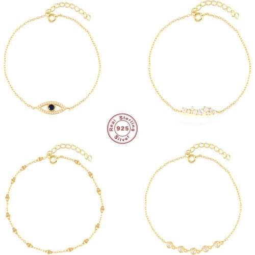 Aide 925 Sterling Silver Evil Eye Charm Bracelets For Women Luxury Zircon Beads Chain Bracelet 2021 Trend Party Fine Jewelry