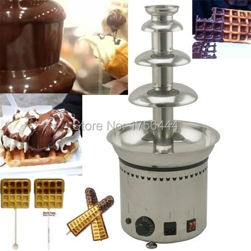 Free Shipping Commercial Use 110v 220v Electric 4 Tier Chocolate Fountain for Donut Taiyaki Waffle Stick Belgium Waffle