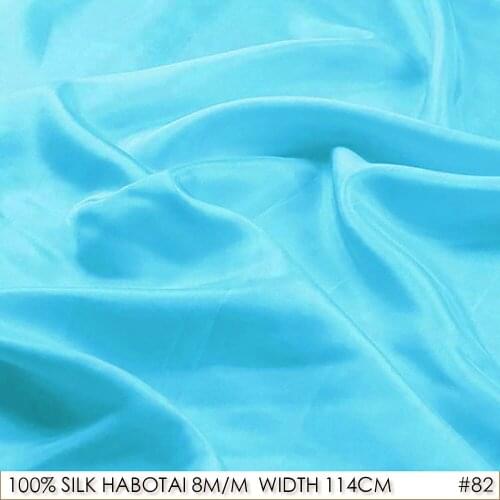 CISULI 100% SILK HABOTAI 114cm width 8momme Pure Silk Jarn Fabrics Batik Painting DIY Patchwork Fabric Bright Blue NO 82