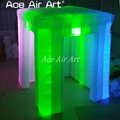 Colorful Fashional LED Inflatable Portable Photo Booth enclosure For Event With 2 Doors Side By Side With no door cover