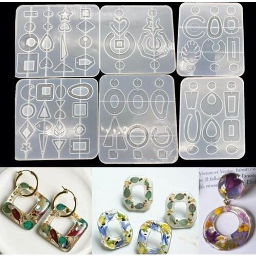 Big Charm Resin Jewelry Molds Silicone Mold Summer Holiday Earring Round Square Rectangle Triangle Star Heart Pendant Mold