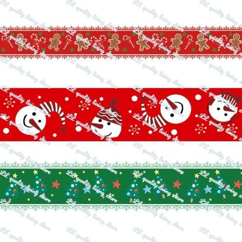 Custom 1"-3" hot transfer printed christmas grosgrain ribbon 50 yards for gift wrapping Wedding Decoration Hair Bows DIY