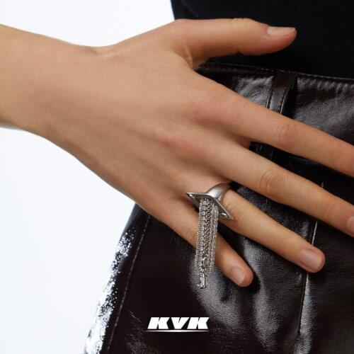KVK ring girl 925 silver niche design flowing tasser star symbol ring advanced feeling cold wind jewelry