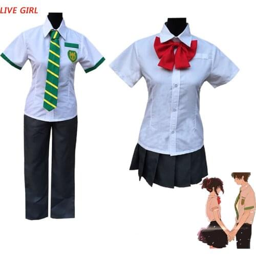 Japanese Anime Kimi no Na wa Your Name Tachibana Taki Cosplay Costume Miyamizu Mitsuha Cosplay School Uniform Costume