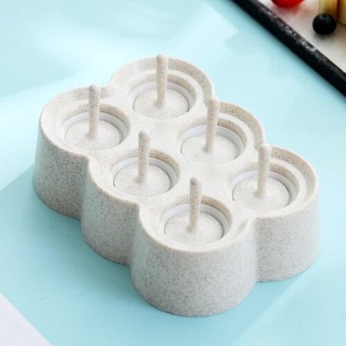6 Cells Ice Cream Molds Ice Cube Tray Food Safe Popsicle Maker DIY Homemade Freezer Ice Lolly Mould Kitchen Accessories