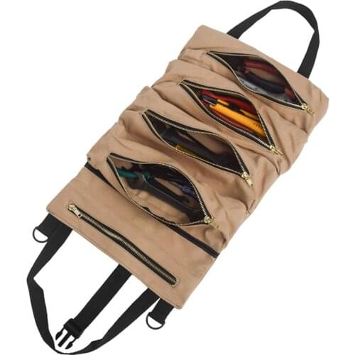 Multi-purpose Tool Roll Up Canvas Storage Bag Key Pouch Car Hang Zipper Carrier Car Trunk Toolkit Handing Bag