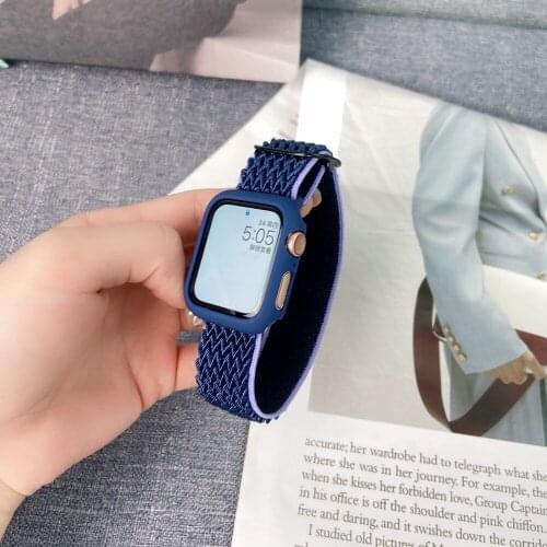 Nylon Braided Loop Strap For Apple Watch 6 Se 5 Band 44mm 40mm 38mm 42mm Adjustable Elastic Belt Bracelet for iWatch 5 4 3 2 1