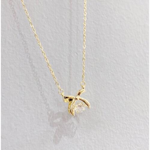 BOTU New Fashion Elegant Sterling Silver Bow Pendant Necklace Female Jewelry for Women Designed Necklace Personalized Girls Gift