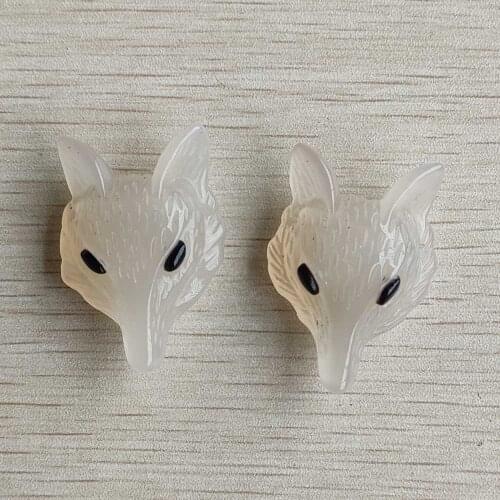 Wholesale 2pcs/lot new high quality natural white onyx Carved fox shape Pendants for Necklace jewelry making Free shipping