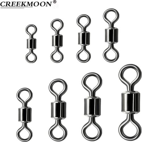 Hot 50pcs/lot Fishing Barrel Bearing Rolling Swivel Solid Ring LB Lures Connector 1#-12# Fishing Tackle Accessories Fish Tool