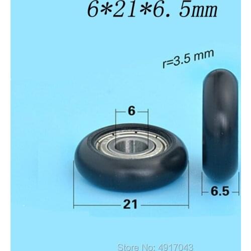 Bearing plastic coated pulley curved surface spherical POM poly formaldehyde nylon wheel showcase drawer guide wheel 6*21*6.5