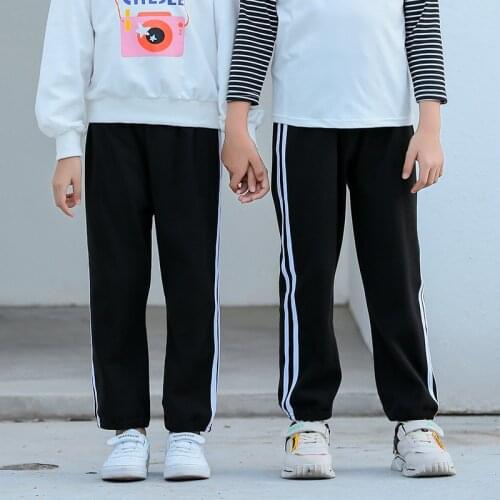 Casual Sport Pants 2021 Autumn Winter Kids Boys Girls Long Pants Fashion Striped Sweatpants Children Fleece Warm Trousers Pants