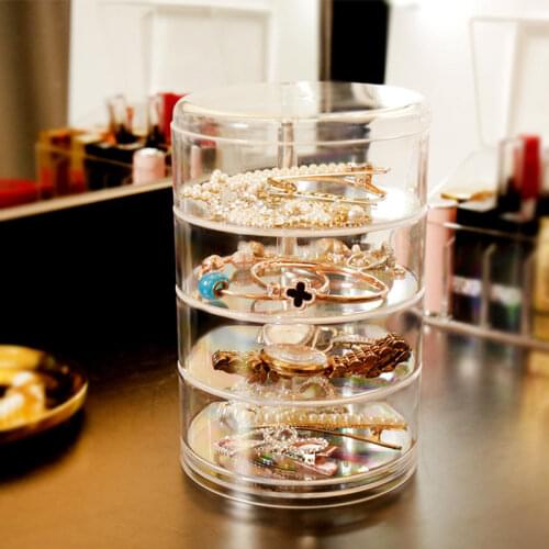 Transparent Rotating Plastic Jewelry Box Earrings Necklace Ring Jewelry Storage Box Multi-function Earring Storage Rack