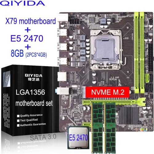 Qiyida X9A X79 motherboard set with Xeon LGA 1356 E5 2470 cpu 2pcs x 4GB = 8GB 1333MHz pc3 10600R DDR3 ECC REG memory ram
