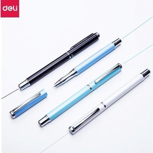 Deli Metal Fountain Pen 0.3MM EF Fountain Pen Student Writing Office Business Signature Pen 0.5mm Ink Pen Smooth Stationery Pens