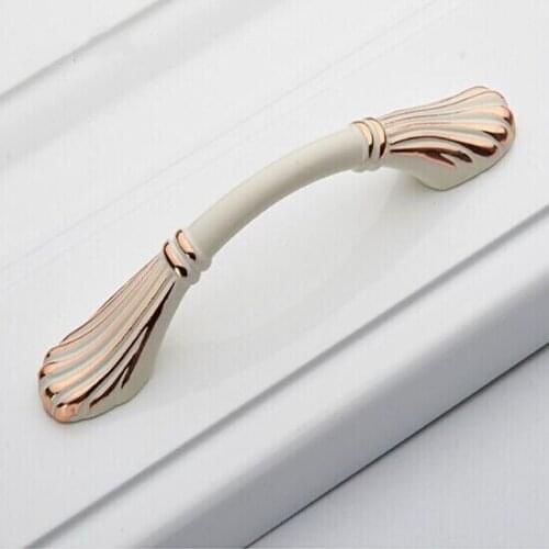 White gold Kitchen Cabinet handles cupboard pulls ivory white Zinc alloy drawer Dresser wardrobe Furniture Handle pull knobs