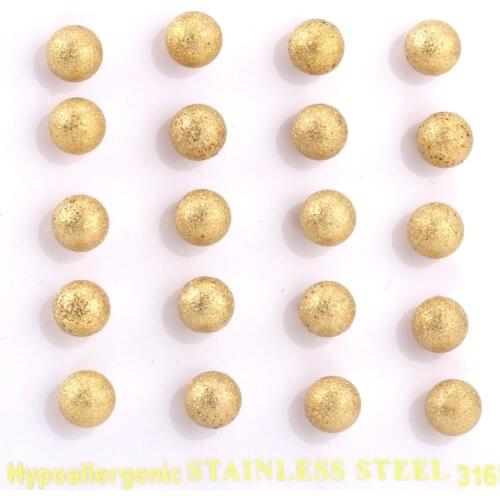 LUXUKISSKIDS Frosted Gold Color ball Stud Earrings 4-8mm Stainless Steel For Women Korean Earings Set Fashion Jewelry Brincos