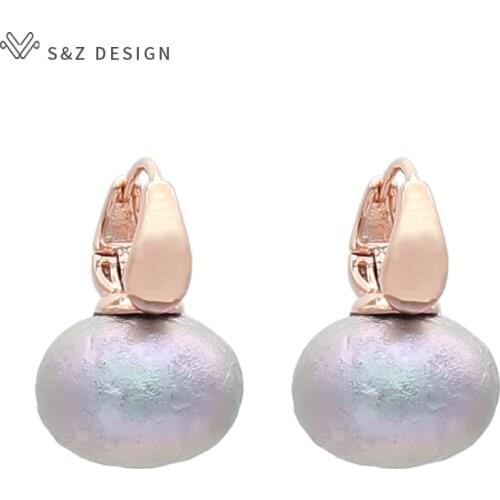 S&Z DESIGN Europe America Colorful Elegant Fashion Big Imitation Bread Pearl Dangle Earrings For Women Wedding Party Jewelry