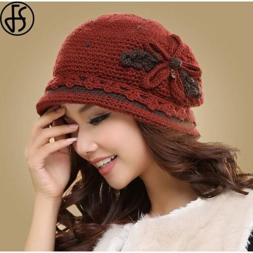 FS Winter Hats For Women Beanie Hat Knitted Caps Autumn Winter Beanies Red Brown Warm Solid Bonnet 2020 Gorros Mujer Invierno