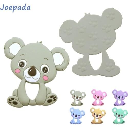 Joepada 2pcs Silicone Teethers Food Grade DIY Animal Koala Baby Ring Teether Infant Silicone Chew Charms Teething Toddler Toys