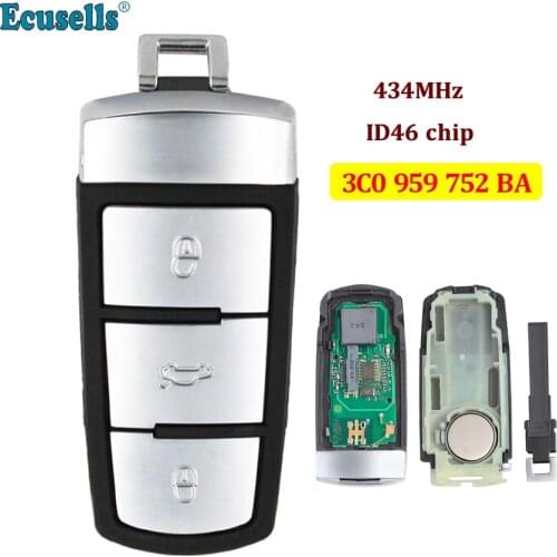 3 Button 434MHz Smart Remote key fob for VW Volkswagen Passat CC Magotan B6 3C0 959 752 BA with ID46 Chip One-button Start