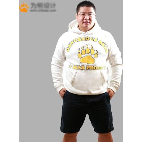 Bear Paw Claw Hoodies Mens Autumn Winter Tracksuits Fleece Man Coat Gay Bear Coats Jackets Hooded Sweatshirts Gray/White M L XL