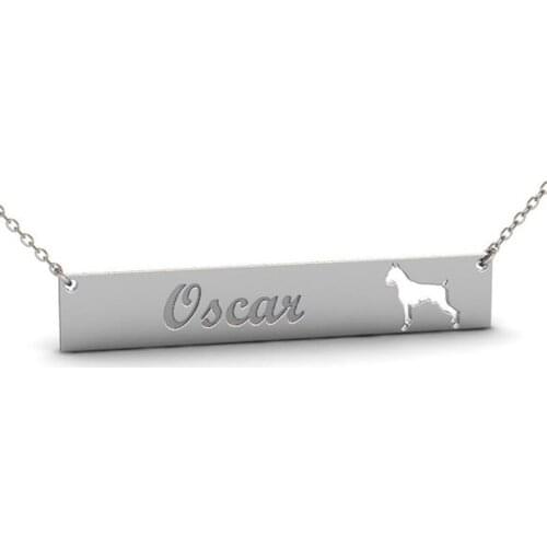 Ufine Personalized name or words gift for girl fashion BOXER Dog bar pendant Necklace cooper high quality pendant necklace N2142