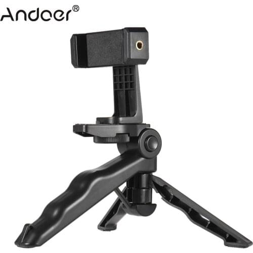 Andoer Universal Mini Tripod Phone Stand Handheld Grip Stabilizer with Clip Holder Bracket for iPhone for Samsung Galaxy S7/S6