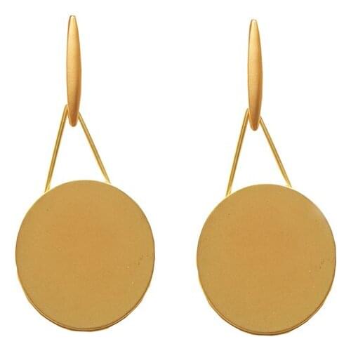 Spring Round Big Vintage Pendant Earring for women gold color Metal Drop Shiny Baroque Vintage Jewelry Gifts