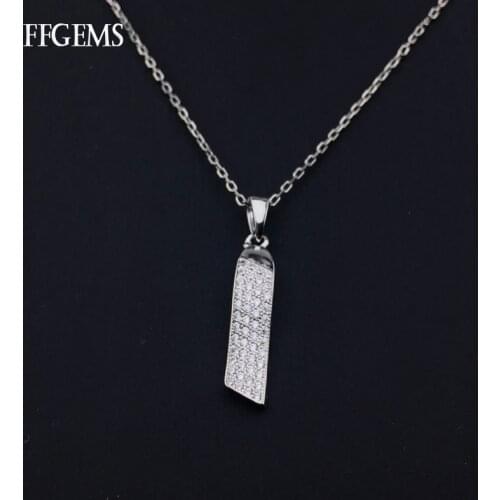 FFGems Real 925 Silver Pendant Sterling Zircon Necklace Find Jewelry for Women Party Wedding Gifts